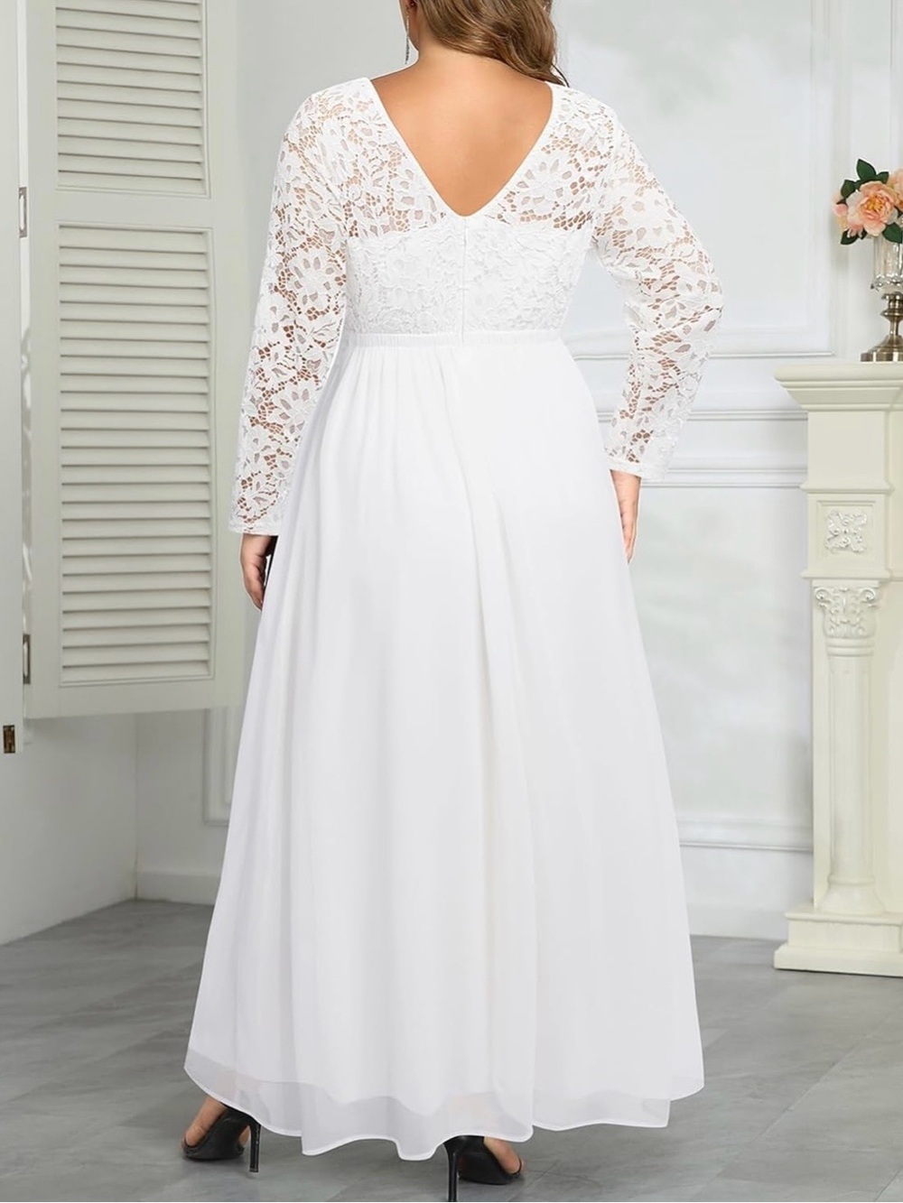 Talisea Wedding Plus Size 14W Formal  Bridal Long Sleeve Lace Chiffon Maxi Dress - Picture 15 of 16